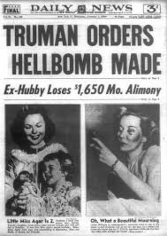 President Truman approves Hydrogen bomb construction