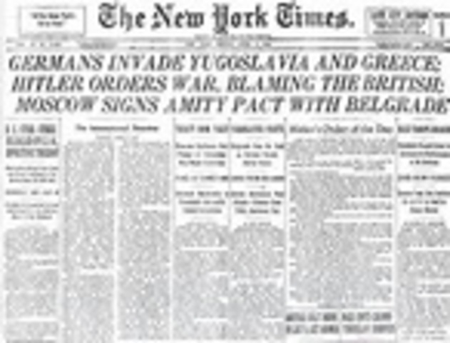 Germany invades Greece and Yugoslavia