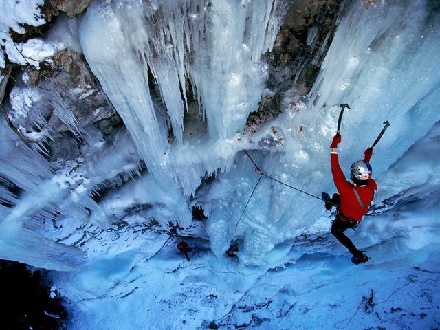 Mark beign his ice climbing training in Lake Placid in New York.