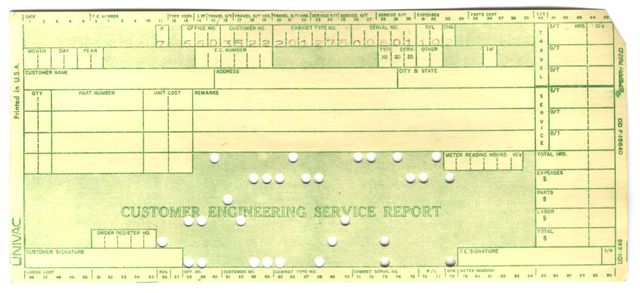 Holes in Cards (Punch Card)