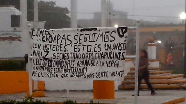 Narcomantas en Las Choapas