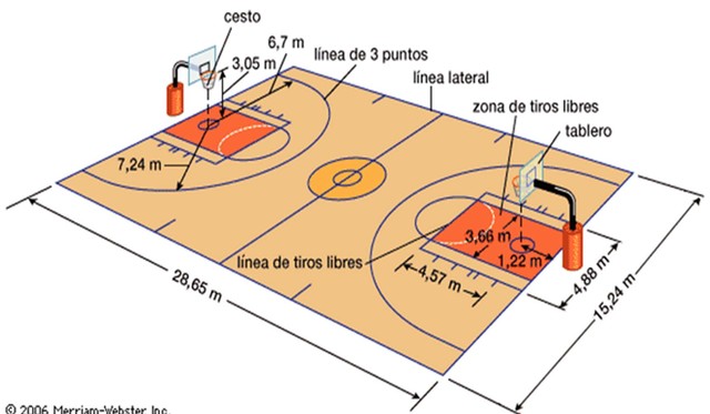 Se establece el tamaño de la cancha de baloncesto