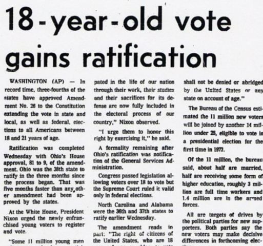 Amendment 26 ratified