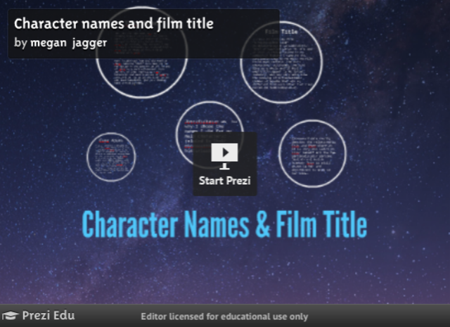 Character names and film title