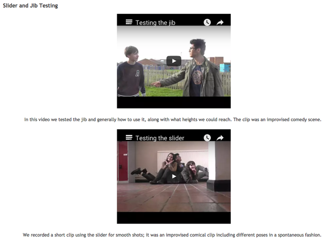 Jib and slider testing