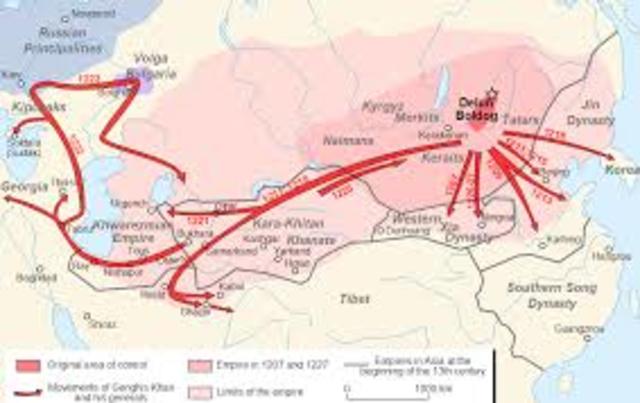 	The Mongols invade Afghanistan, Persia, Russia, parts of Eastern Europe and China