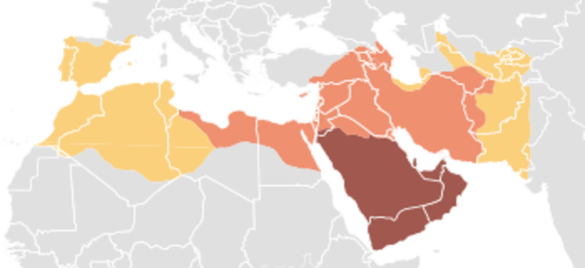 Muslims conquer much of the Middle East