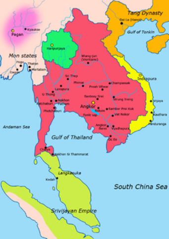 The Khmer Empire is founded in Cambodia