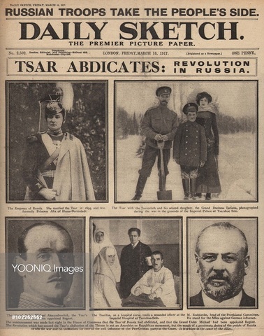 Czar Nicholas II abdicates the throne