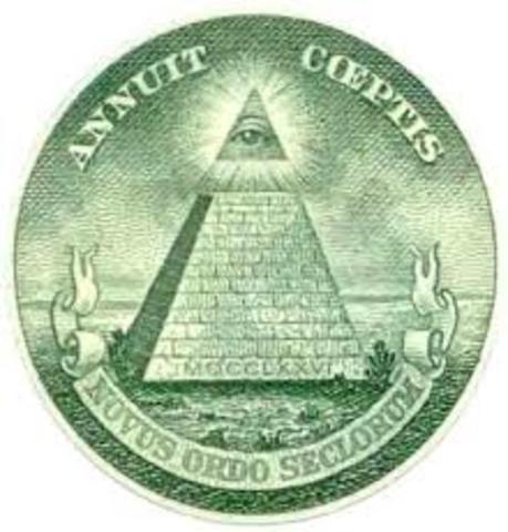 Roosevelt imparte la orden de incluir en el dolar, el ojo que todo lo ve y el lema "Nous Ordo Seclorum"