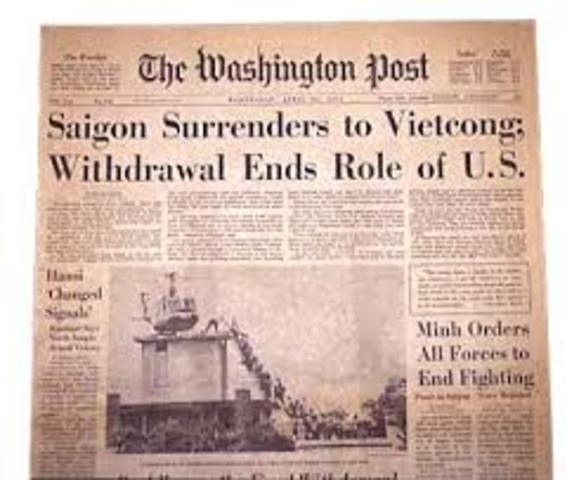 South Vietnam surrenders to Communists