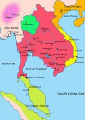 The Khmer Empire is founded in Cambodia