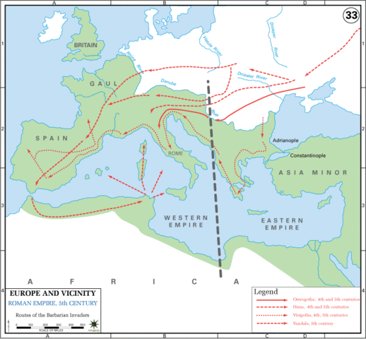 The Barbarian invasion of the Western Roman Empire.