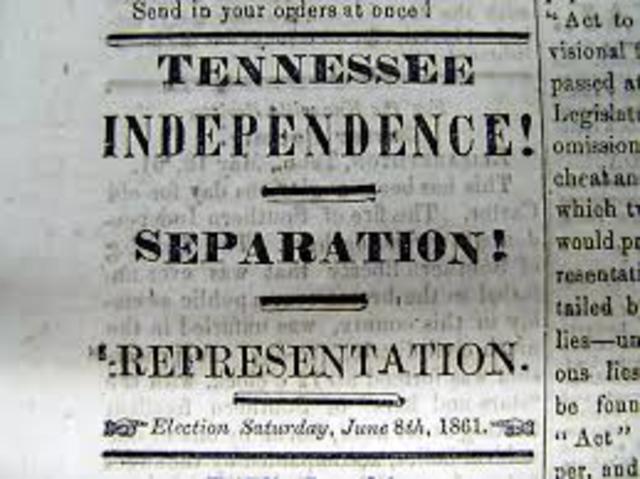 Tennesse secedes from the Union
