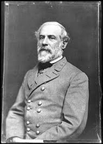 General Robert E. Lee is given comman of the Army of nothern Virginia