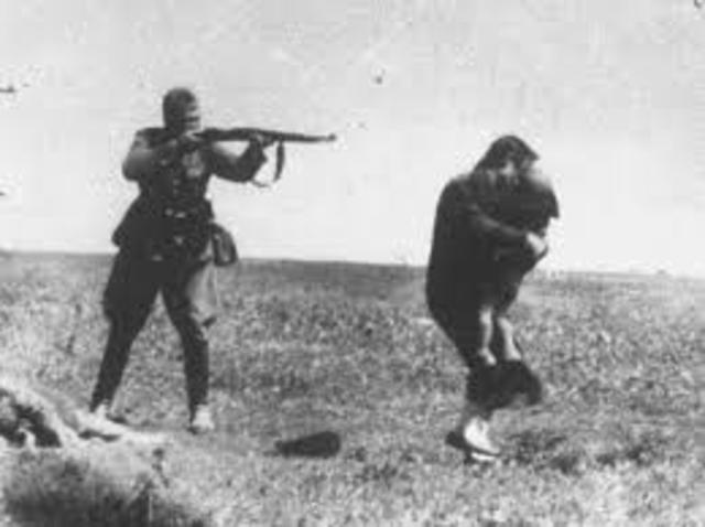 Einsatzgruppen (mobile killing units) shoot nearly 3,000 Jews at the Seventh Fort, one of the 19th-century fortifications surrounding Kovno.