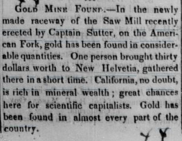 Gold rumors spread and the Gold Rush starts