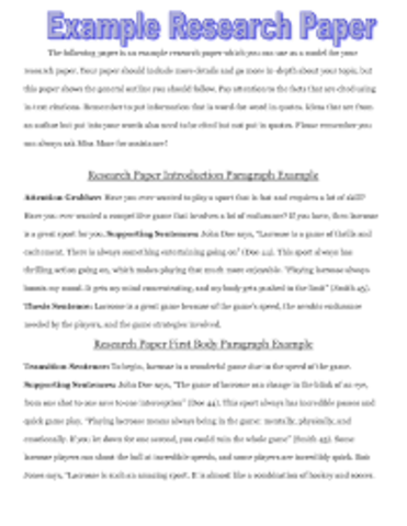 Derek's First Research Paper