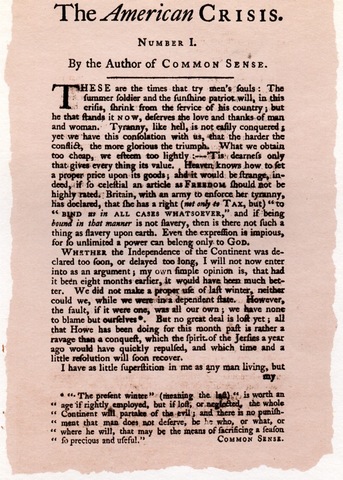 Thomas Paine publishes the american Crisis