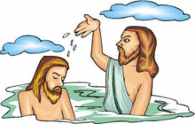 Jesus is baptised by John the Baptist in the Jordan River