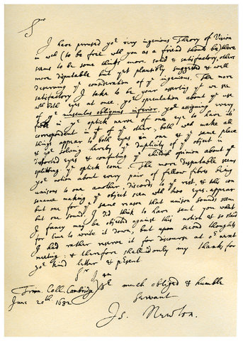 Newton writes the letter