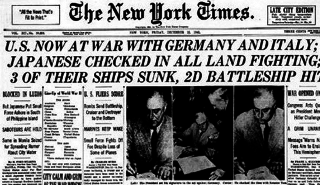 Axis Powers declare war on the United States
