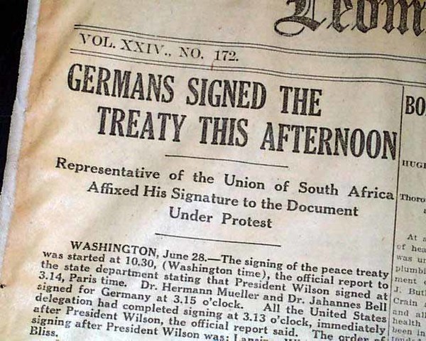 Germany signs the treaty of Versailles