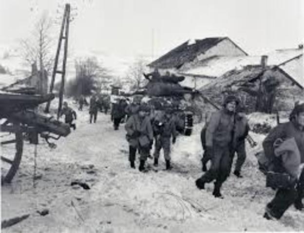 1944- The Germans launch a large attack in the Battle of the Bulge. They lose to the Allies sealing the fate of the German army.