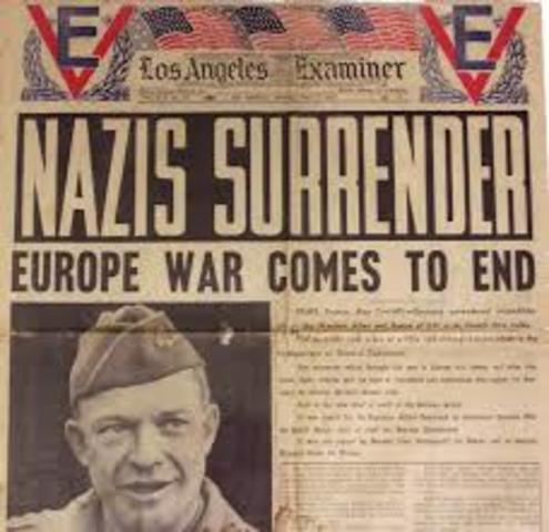 1945 - Germany surrenders to the Allies.