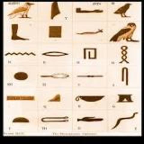 The  first use of hieroglyphics.