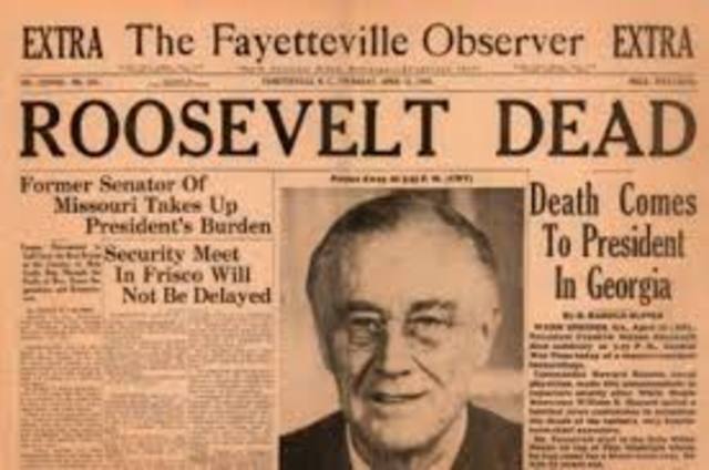 FDR dies suddenly and Vice President Truman takes over