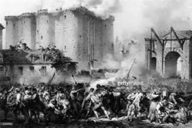 Armed citizens storm and capture the Bastille.