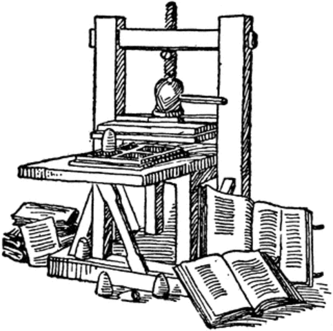 Johannes Gutenberg introduces moveable type printing press in germany