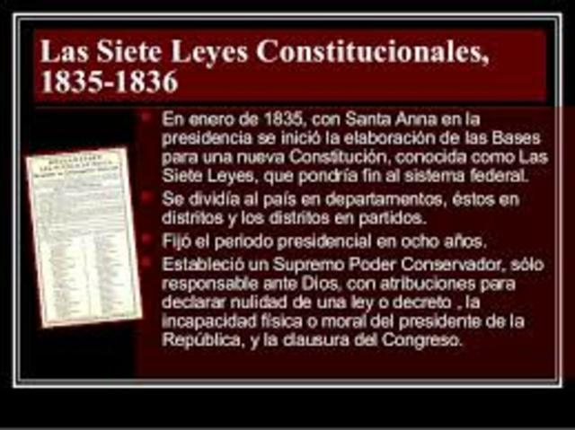 CONSTITUCION DE 1835-1836 O DE LAS 7 LEYES