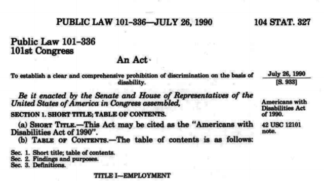 ADA (Americans with Disabilities Act), Public Law 101-336