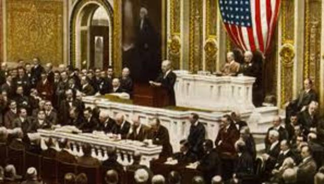 President Woodrow Wilson asked for declaration of war