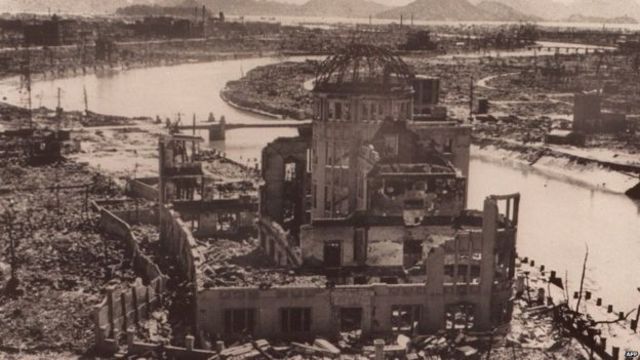 The United States drops an atomic bomb on Hiroshima.