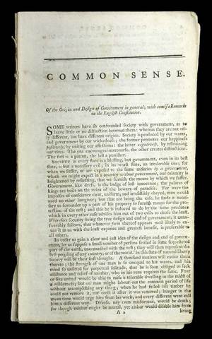 Publication of Common Sence