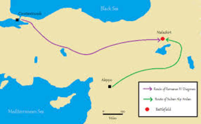 Seljulk Turks crushed the Byzantines at the Battle of Manzikert