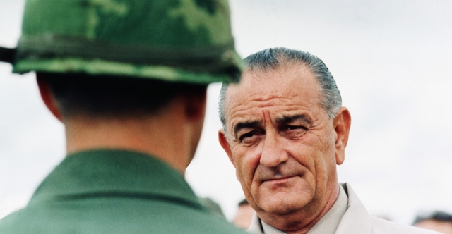 LBJ visits American troops