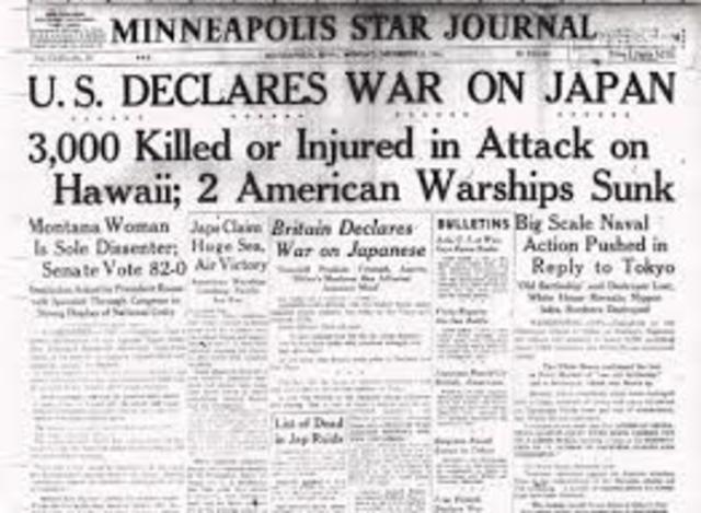 United States Declares war on Japan
