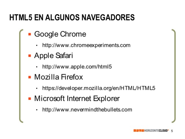 HTML5 en algunos navegadores