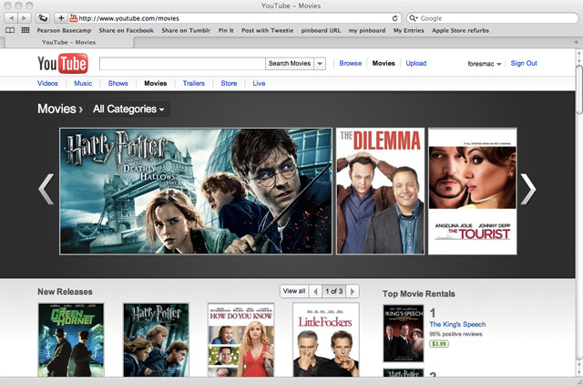Launch of Movie Streaming on YouTube