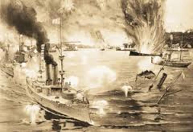 U.S Destroys the Spanish Fleet