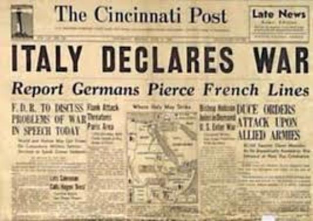 Italy declares war