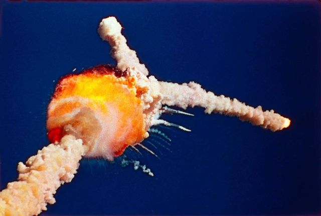 Space Shuttle Challenger crashes