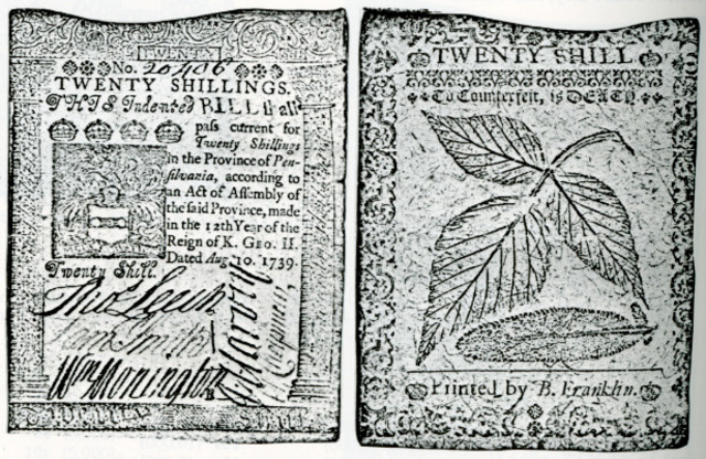 Ben Franlin prints money after calling for paper currency