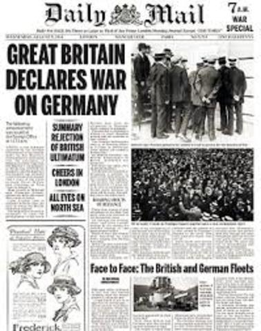 United Kingdom declares war on Germany