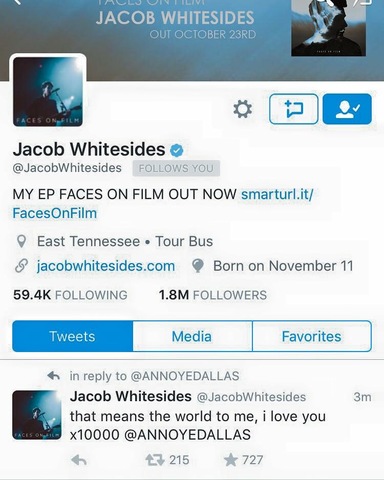 I got Jacob Whitesides follow on Twitter.