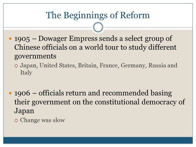 Dowager Empress sends officials to study other governments around the world